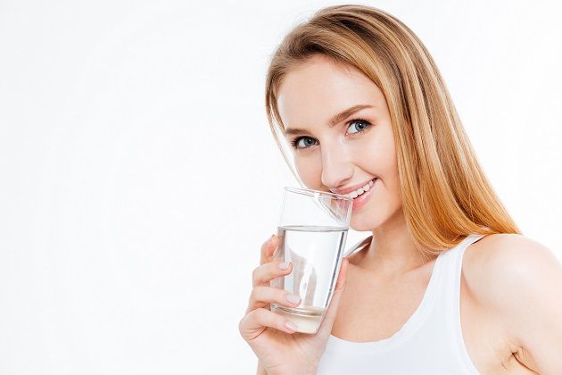 woman drinks water