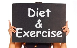 Diet And Exercise Sign Showing Weight Loss Advice