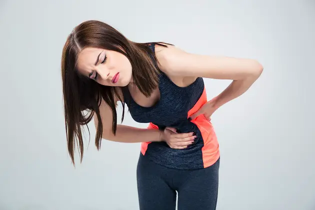 woman having abdominal pain