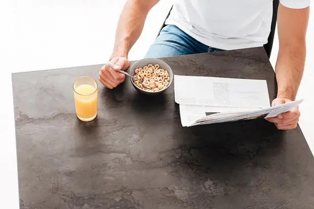 cereals and juice for breakfast
